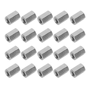 Pack of 20 M8 x 1.25-Pitch 20mm Length Metric Hex Coupling Nut 304 Stainless Steel Fully Threaded