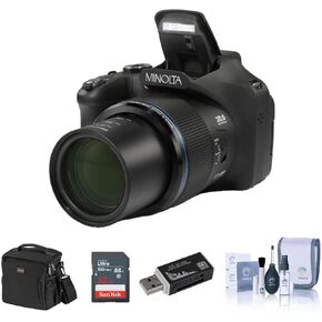 كاميرا Minolta MN67Z بدقة 20 ميجابكسل FHD Wi-Fi Bridge مع حزمة تكبير بصري 67x مع حافظة كاميرا، وبطاقة ذاكرة، وحامل ثلاثي القوائم، ومحفظة ذاكرة، ومجموعة تنظيف، وقارئ بطاقات، وحزمة برامج (حزمة ممتازة، أحمر) in Kuwait