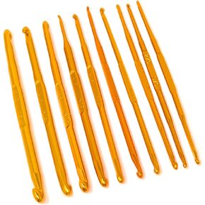 yueton 10 PCS Golden Crochet Hooks,Double End Crochet Hooks,Knitting Needles Set for Weave Craft