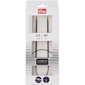 Prym Ergonomics 24" Circular, Carbon, 2.5mm Knitting Needles, One Size, Black