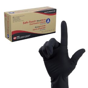 Dynarex Safe-Touch Black Disposable Nitrile Exam Gloves, Powder-Free, Used in Healthcare and Professional Settings, Law Enforcement, Tattoo, Salon or Spa, Small, 1 Box of 100 Gloves
