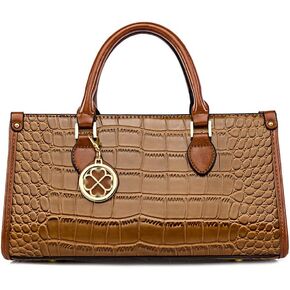 Women Handbags and Purse Crocodile Pattern Leather Top-Handle Handbag Vintage Satchel Bag Long Horizontal Purse Totes