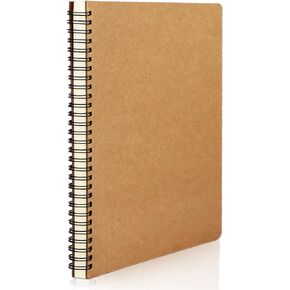 EUSOAR Kraft Hardcover Spiral Notebook, A5 1pack 5.5"X8.3" 160 Pages College Ruled Lined Travel Writing Notebooks Journal, Memo Notepad Sketchbook, Students Office Business Subject Diary Book Journal