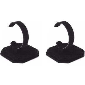 lasenersm 2 Pieces Watch Display Stand Velvet Wrist Watch Display Holder C Type Bracelet Display Rack Bracelet Display Stand Watch Holder Stand Watch Display Rack Jewelry Display Stand, Black