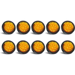 10Pcs 2 Inch Amber 9 LED Trailer Side Marker Lights, 9 LED Round Trailer Clearance Marker Lights with Plug Grommet Pigtail Hardwired for Trailer Truck RV, Waterproof Sealed, 12V