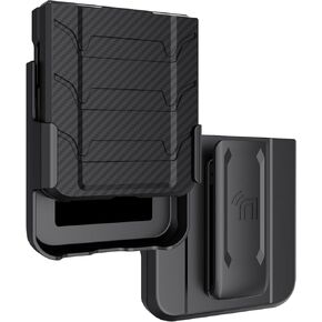 حافظة مع مشبك لهاتف Galaxy Z Flip 5 5G، غطاء متين من Nakedcellphone Special Ops التكتيكي وحافظة للورك بحزام سقاطة لهاتف Samsung Z Flip5 (SM-F731U) - تصميم من ألياف الكربون الأسود in Kuwait
