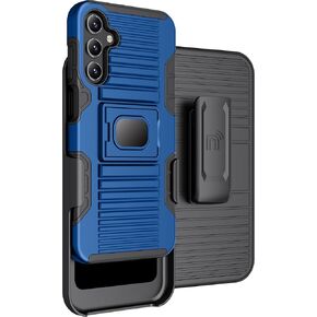 Nakedcellphone Rugged Combo for Samsung Galaxy A15 5G Phone Case, Hybrid Ring Grip Cover with Stand [Built-in Mounting Plate] and Belt Clip Holster Holder - Black