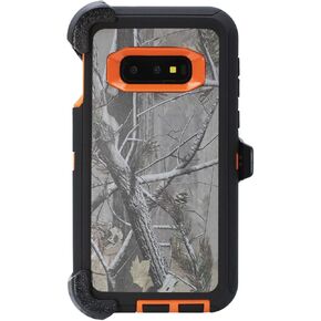 Case for Galaxy S10e (5.8") Heavy Duty Full Body Military Grade Drop Protection Carrying Cover Holder | Holster for Men Belt with Clip Stand – Camouflage/Orange in Saudi Arabia