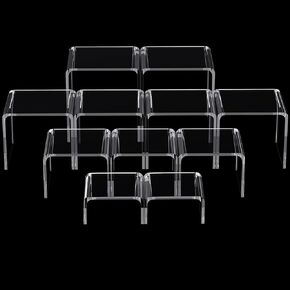 Chuangdi 20 Pcs Acrylic Display Risers, Clear Product Stand, Jewelry Display Riser Shelf Showcase Fixtures For Figure Dessert Cupcake Candy Action Display (Extra Large Set)