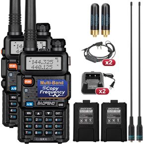 Baofeng 5RX Ham Radio (Upgraded of UV-5R) Multi-Band Receiving Two Way Radio,VHF,1.25M,UHF,AM/FM Reception,DTMF VOX SCAN,Walkie Talkies With Earpiece,USB Programming Cable & 771 Antenna,2Pack Full Kit in Kuwait