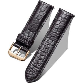 BINLUN Alligator Leather Watch Bands for Men Watch Straps Handmade Crocodile Grain Quick Release Replacment Genuine Classic Leather Women Watchband Stainless Steel Buckle, Black Brown