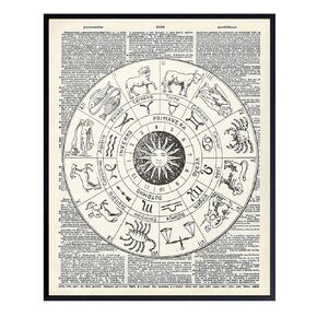 Zodiac Upcycled Dictionary Wall Art Print - Vintage 8x10 Unframed Photo - Great Gift for Steampunk and Astrology Lovers - Chic Home Decor