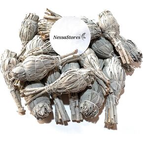 3 California White Sage Smudge Sticks, 3 to 4 Inch Hand Tied, All Natural for Home Cleansing, Stress Relief, & Clearing Negative Energy JC-005