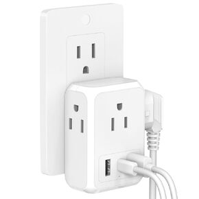 Multi Plug Outlet Extender with USB, Wall Multi Plug Outlet Extender, with 3 Plug Splitter and 3 USB Wall Outlet (1 USB C), Mini USB Charging Station Essentials for Cruise Ship Home Office Dorm Room