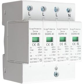 4P 40KA House Protector,220V Protective Device,Din Rail Low‑voltage Arrester,Fire Proof,High Conductivity,Quick Response,for Protect Electric System,On-Loading Electrical