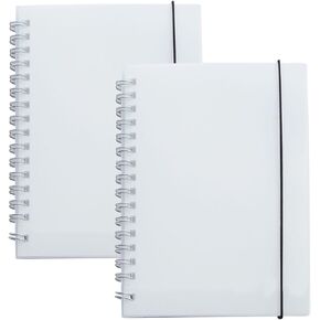 Yansanido 2 Pcs A6 Blank Pages Clear Hardcover Spiral Notebooks Journals Planner 5.7 Inch x 4.1 Inch 160 Pages (80 Sheets) Thick Paper (Blank 2 Pcs)