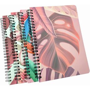 ALIMITOPIA Spiral Notebook Journal,Wirebound Ruled Sketch Book NotePad Diary Memo Planner,A5 Size(8.3X5.7) & 80 sheets (4pcs with Painting Flower Patterns)