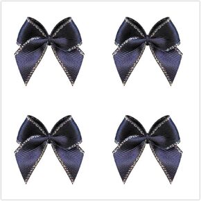 VIVIQUEN 100pcs Mini Satin Ribbon Bows Ribbon Flowers 25mm x 26mm Appliques DIY Craft for Sewing, Scrapbooking, Wedding, Gift (Metallic Edge - Mix 10 Color)