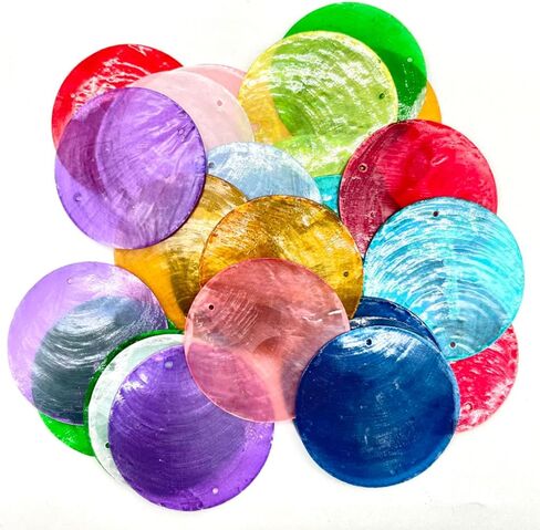 30pc 2Inch Round Capiz Sea Shells,2 Holes Capiz Shells,for Home Decor,Wind Chimes,Jewelry Making Crafts Decoration (Mix Color) in Saudi Arabia