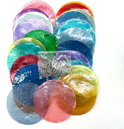 30pc 2Inch Round Capiz Sea Shells,2 Holes Capiz Shells,for Home Decor,Wind Chimes,Jewelry Making Crafts Decoration (Mix Color) in Saudi Arabia
