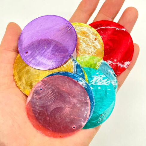 30pc 2Inch Round Capiz Sea Shells,2 Holes Capiz Shells,for Home Decor,Wind Chimes,Jewelry Making Crafts Decoration (Mix Color) in Saudi Arabia