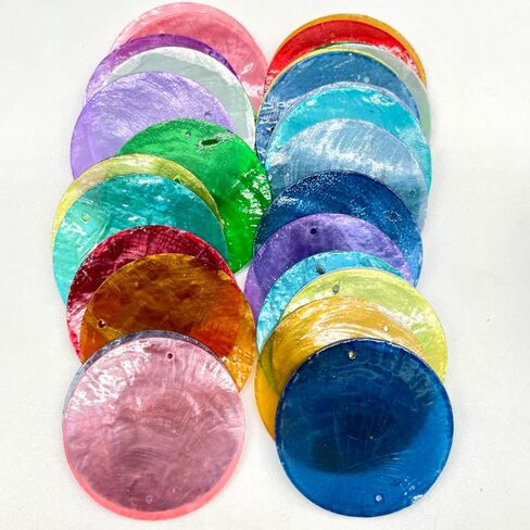 30pc 2Inch Round Capiz Sea Shells,2 Holes Capiz Shells,for Home Decor,Wind Chimes,Jewelry Making Crafts Decoration (Mix Color) in Saudi Arabia