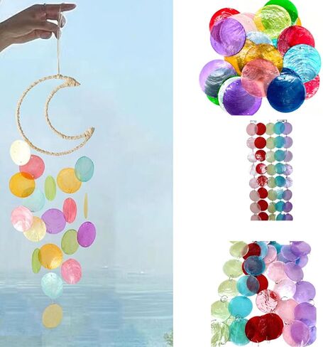 30pc 2Inch Round Capiz Sea Shells,2 Holes Capiz Shells,for Home Decor,Wind Chimes,Jewelry Making Crafts Decoration (Mix Color) in Saudi Arabia
