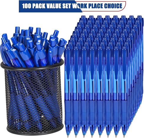 deegtran Pens Bulk, 100 Pack No Bleed Black Ink Click Pens with Soft Grip, Wholesale Retractable Ballpoint Pens for Office School, Medium Point Smooth 1.0MM in Saudi Arabia