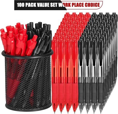 deegtran Pens Bulk, 100 Pack No Bleed Black Ink Click Pens with Soft Grip, Wholesale Retractable Ballpoint Pens for Office School, Medium Point Smooth 1.0MM in Saudi Arabia