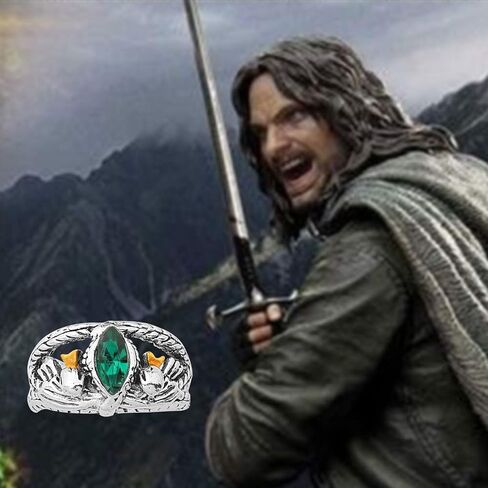 FAADBUK أراغون خواتم مجوهرات LOTR أراغون خواتم الحجر الأخضر 8 إلى 11 أراغون الأفعى القوطية خواتم in Saudi Arabia