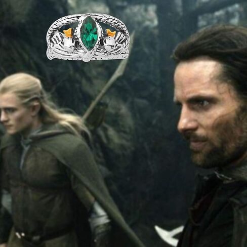 FAADBUK أراغون خواتم مجوهرات LOTR أراغون خواتم الحجر الأخضر 8 إلى 11 أراغون الأفعى القوطية خواتم in Saudi Arabia