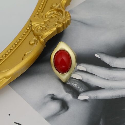 Gold Chunky Rings for Women, Vintage Stone Statement Band Rings Metal Rings Cocktail Costume Jewelry Gifts for Her in Saudi Arabia