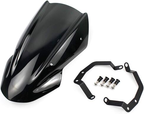 Motorcycle Double Bubble Windscreen Windshield Compatible with K-awasaki Z650 Z-650 Z 650 2017 2018 2019 Wind Deflector with Mounting Bracket Accessories (Black) in Saudi Arabia