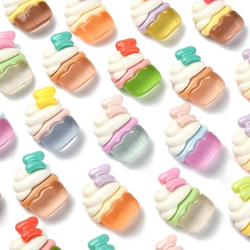 LiQunSweet 50 Pcs 10 Styles Animal Milk Tea Cup PVC Plastic Cabochons Lovely Cartoon Zoo Theme Beads Boba Milk Tea Drink Nohole Beads for DIY Craft in Saudi Arabia