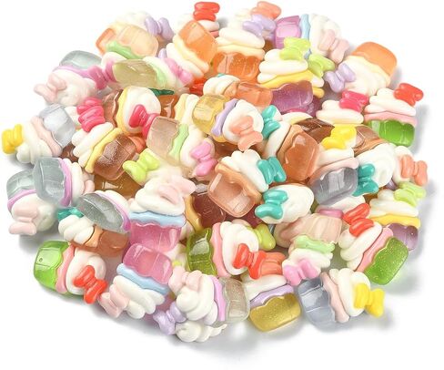 LiQunSweet 50 Pcs 10 Styles Animal Milk Tea Cup PVC Plastic Cabochons Lovely Cartoon Zoo Theme Beads Boba Milk Tea Drink Nohole Beads for DIY Craft in Saudi Arabia