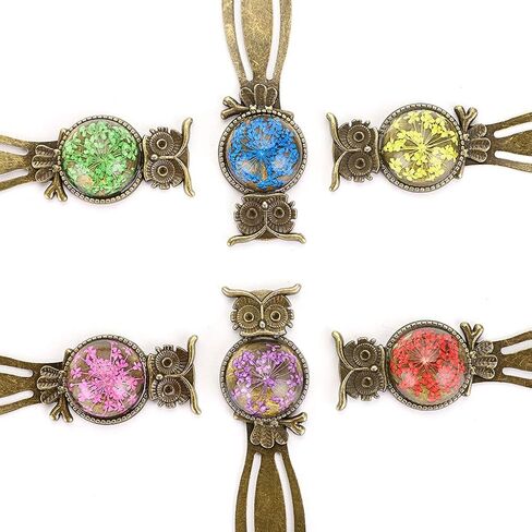 مجموعة OWNMY مكونة من 6 مشابك معدنية للإشارة المرجعية، ومشابك مسطرة لإشارة البومة العتيقة، وعلامات كتاب الزهرة البرونزية مع زهرة مجففة عتيقة، وعلامة صفحة كتاب مرجعية معدنية أنيقة للطلاب، والأطفال، والمعلم، ونادي الكتب in Kuwait