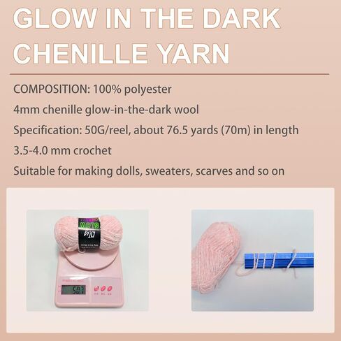3PCS Glow in The Dark Chenille Yarn,Beginner Yarn for Crocheting,DIY Handcrafts Weaving Soft Chenille Yarn,50g/Reel, 70m (76.5 Yds). (Dark Green) in Saudi Arabia