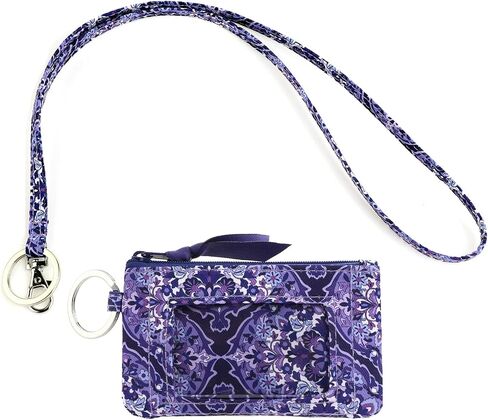 Women's Lanyard with Wallet Zipper ID Case with Lanyards (Black) in Saudi Arabia