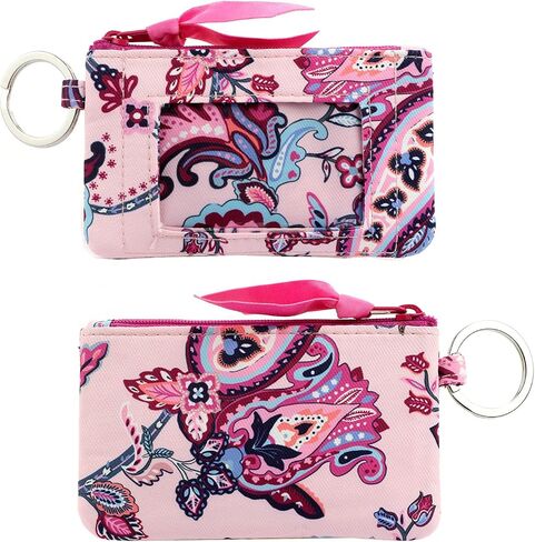 Women's Lanyard with Wallet Zipper ID Case with Lanyards (Black) in Saudi Arabia