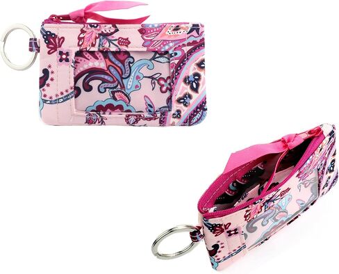Women's Lanyard with Wallet Zipper ID Case with Lanyards (Black) in Saudi Arabia