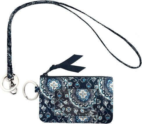 Women's Lanyard with Wallet Zipper ID Case with Lanyards (Black) in Saudi Arabia