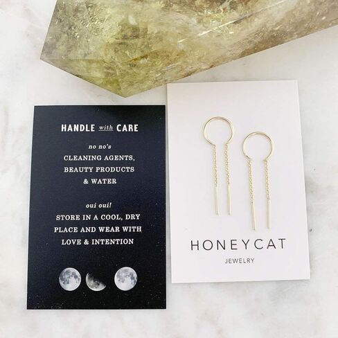 أقراط HONEYCAT Threader Drop Bar من الذهب أو الذهب الوردي أو الفضة | مجوهرات بسيطة ورقيقة in Kuwait
