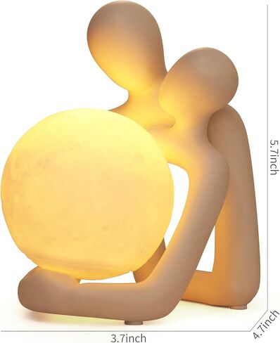 AWNR Ceramic Couple Statue Hold The Lamp Figurines Abstract Art Sculpture for Modern Home Decor Living Room Shelf Office Bedroom Nightstand Decorations Gift for Anniversary in Saudi Arabia