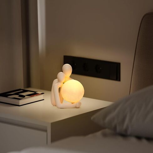AWNR Ceramic Couple Statue Hold The Lamp Figurines Abstract Art Sculpture for Modern Home Decor Living Room Shelf Office Bedroom Nightstand Decorations Gift for Anniversary in Saudi Arabia