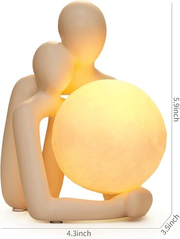 AWNR Ceramic Couple Statue Hold The Lamp Figurines Abstract Art Sculpture for Modern Home Decor Living Room Shelf Office Bedroom Nightstand Decorations Gift for Anniversary in Saudi Arabia