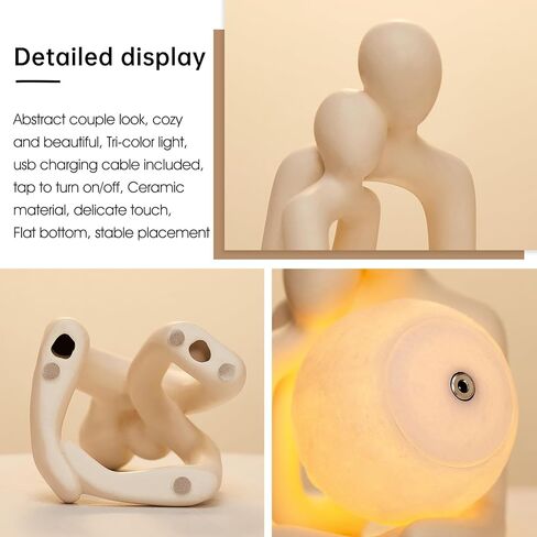 AWNR Ceramic Couple Statue Hold The Lamp Figurines Abstract Art Sculpture for Modern Home Decor Living Room Shelf Office Bedroom Nightstand Decorations Gift for Anniversary in Saudi Arabia