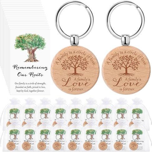 Family Reunion Favors Family Tree Keychain Thank You Cards and Organza Bags Home Family Souvenir Gift in Saudi Arabia