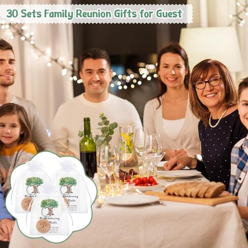 Family Reunion Favors Family Tree Keychain Thank You Cards and Organza Bags Home Family Souvenir Gift in Saudi Arabia