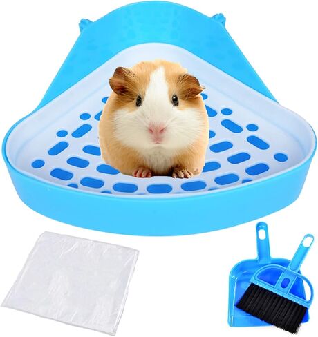 صندوق فضلات خنزير غينيا من PINVNBY، وعاء مثلث على شكل نمس، وعاء فضلات زاوية، صينية فضلات خنزير غينيا، مرحاض بلاستيكي للهامستر، أرنب شينشيلا، حيوان صغير (وردي) in Kuwait