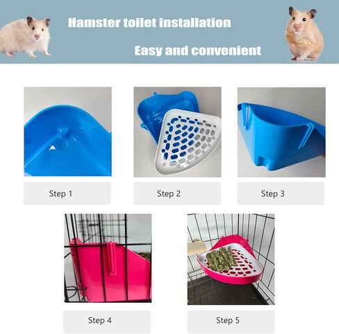 صندوق فضلات خنزير غينيا من PINVNBY، وعاء مثلث على شكل نمس، وعاء فضلات زاوية، صينية فضلات خنزير غينيا، مرحاض بلاستيكي للهامستر، أرنب شينشيلا، حيوان صغير (وردي) in Kuwait